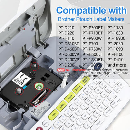 Upwinning Tze-231 Tz Tape 12 mm Compatible with Brother Label Tape 12mm for Brother Label Printer, Replace for P-Touch 12mm 0.47 Laminated for P Touch H110 E110 H100R H108 H101C H200 1000, 3-Pack