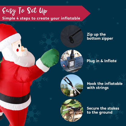 Joiedomi 5.5 FT Tall Christmas Inflatables Outdoor Decorations Hanging Santa with Gift Bag, Christmas Blow Up Climbing Santa Yard Decoration with Build-in LED for Xmas Party, Garden, Lawn Decor