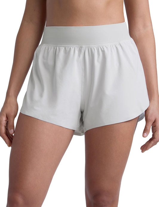 CRZ YOGA High Waisted Split Running Shorts for Women 3" - Comfy Mesh Liner for Workout Athletic GymTrack Quick Dry Platinum Grey Large