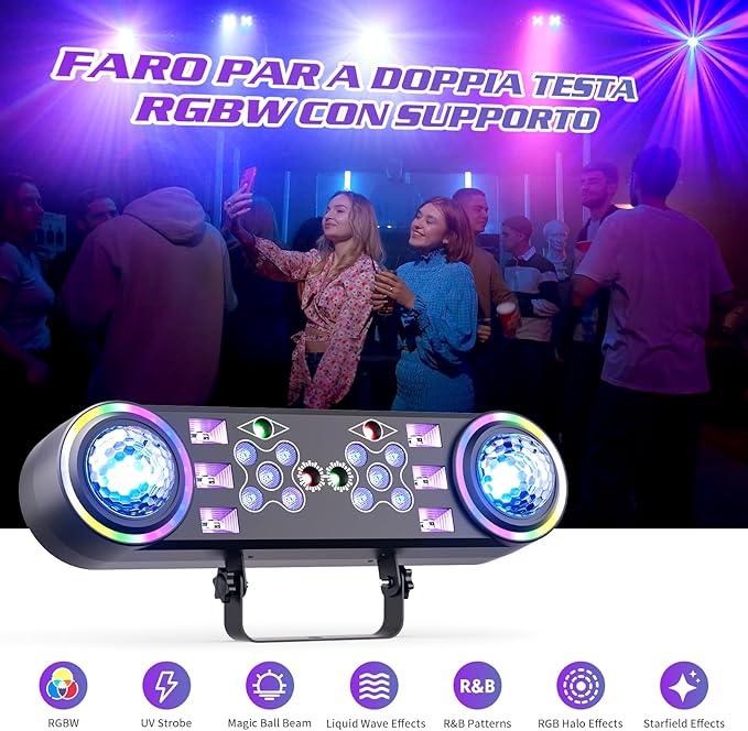 80W Dj Lights with Stand,7 in 1 Party Light Dj Disco Lights Sound Activated DMX Wireless Control with Rotating Ball,Strobe,UV,Colorful Effect for Stage KTV Band Wedding with Carry Bag (Black, 8)
