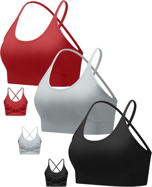 Sports Bras for Women - Sexy Crisscross Back Seamless Design | Medium Support with Removable Pads
