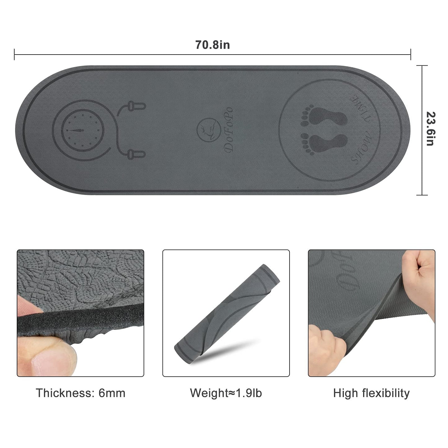 Jump Rope Mat 71"x24" Large Non-Slip Indoor Outdoor Exercise Fitness Mat, High-Density Workout Shock Absorption for Home Gym Flooring Concrete Jumping Rope