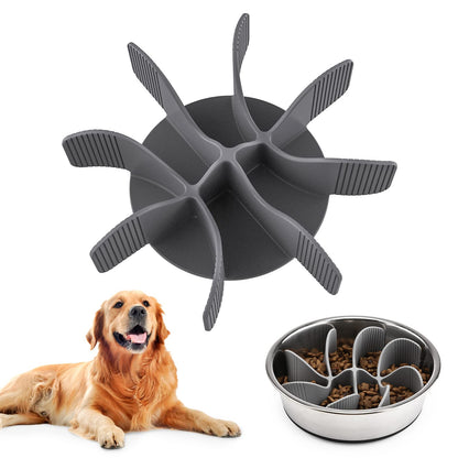 PETTOM Slow Feeder Insert for Dog Bowls - Silicone Cuttable Suitable for Small and Large Dog Bowls to Slow Down Eating - Anti-Slip Strong Suction