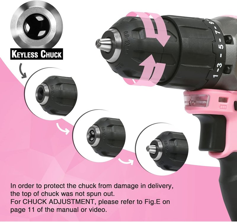 WORKPRO Pink Cordless 20V Lithium-Ion Drill Driver Set | Includes Battery, Charger & Storage Bag
