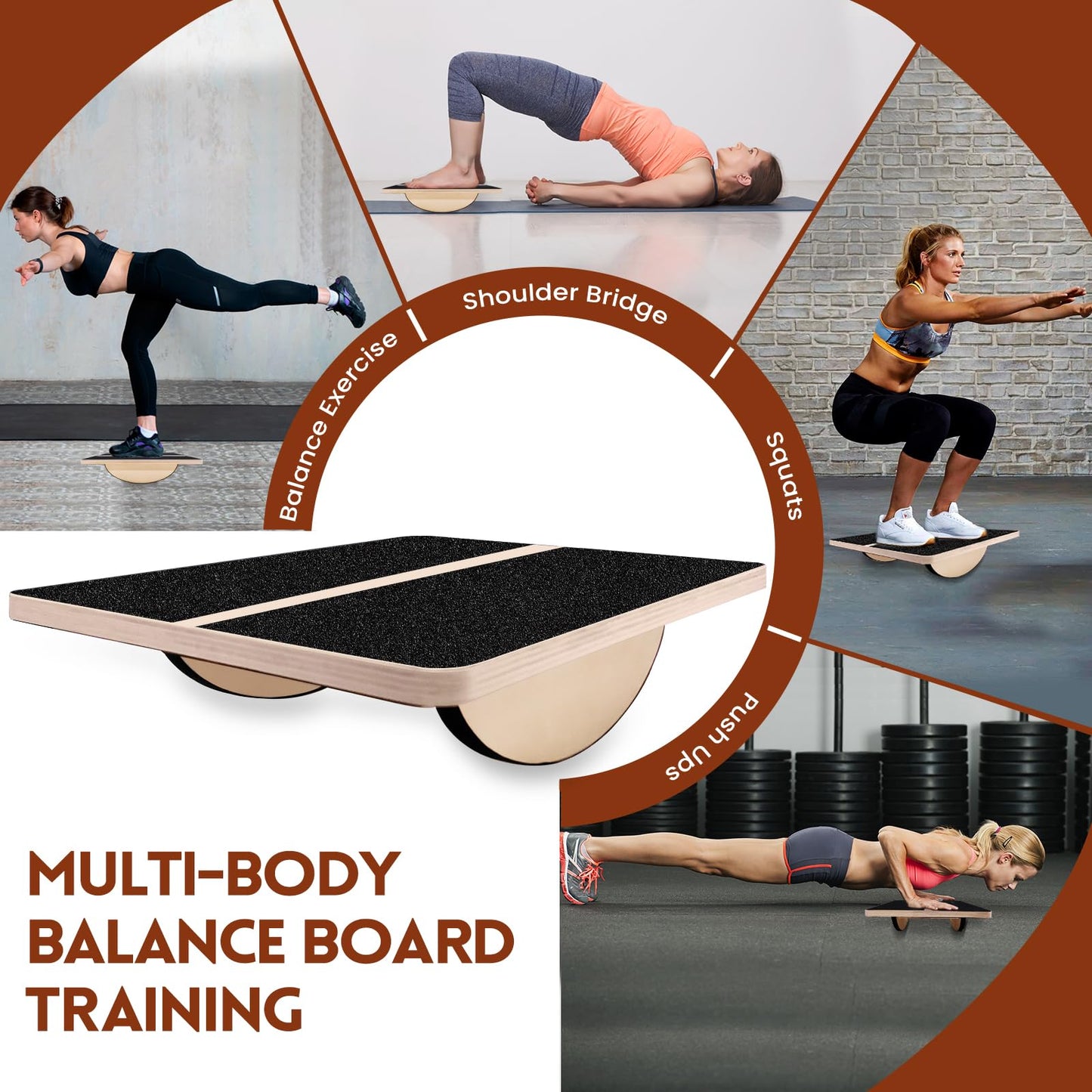 SCWHTHR Slant Board for Calf Stretching 2-in-1 Professional Wooden Slant Board & Balance Board Adjustable Incline Stretch Wedge Physical Therapy Slant Boards for Knees Ankle Heel Feet Leg