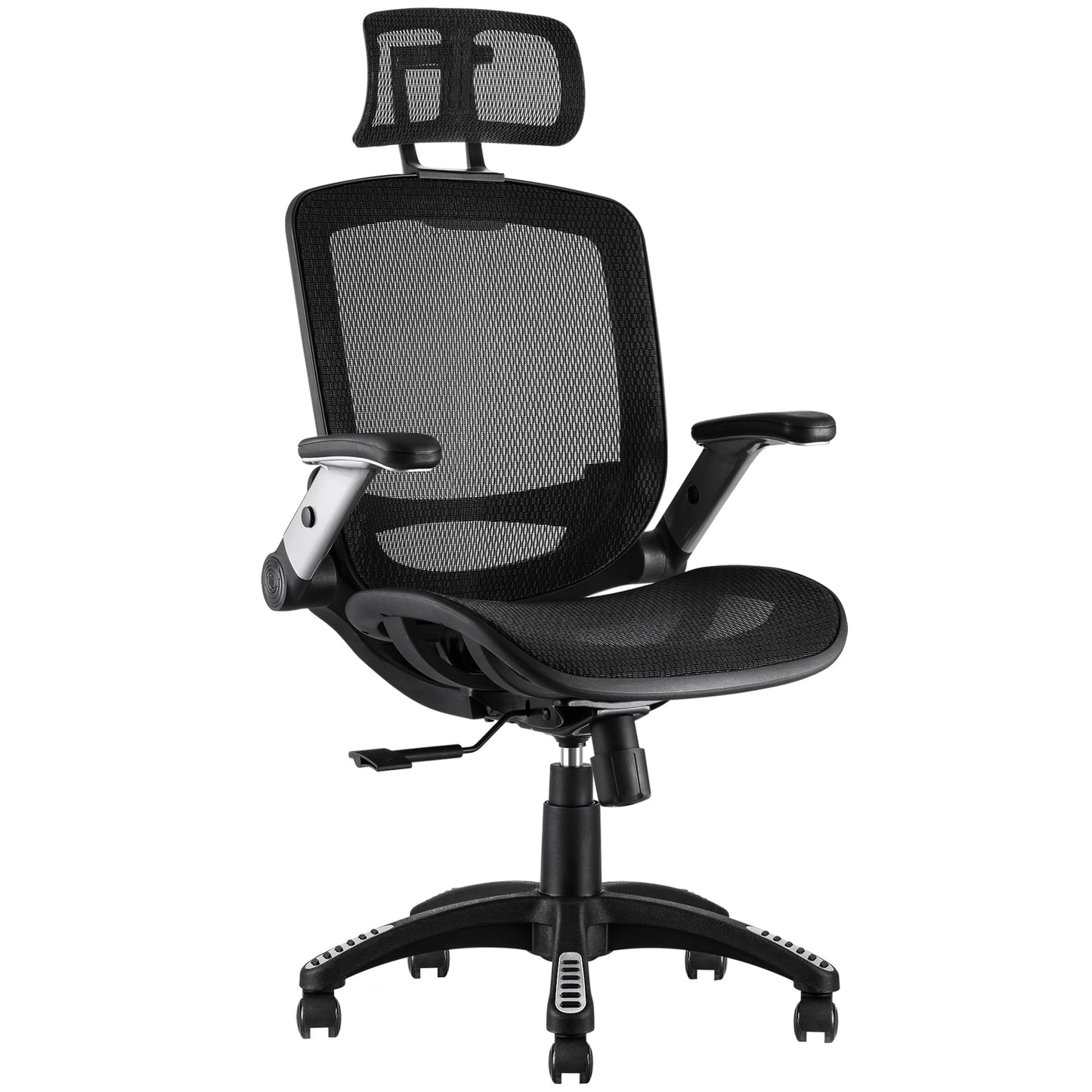 GABRYLLY Ergonomic Office Chair, High Back Home Desk Chair with Headrest, Flip-Up Arms, 90-120° Tilt Lock and Wide Cushion, Big and Tall Mesh Chairs for Man Woman, Black Task Chair