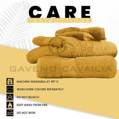 GC GAVENO CAVAILIA Egyptian Cotton Hand Towels Set of 4 - 700 GSM - Ochre - 50x85 cm