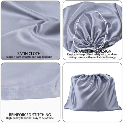 2 Pack Dust Bags for Handbags Silk Dust Cover Bag for Handbags Purses Shoes, Dustproof Drawstring Bag Travel Storage Pouch (Grey)