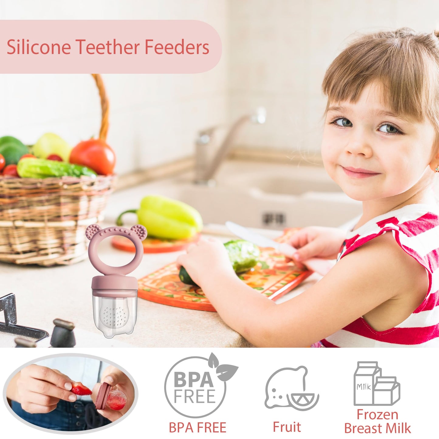 Big Spinach Silicone Freezer Tray Baby Fruit Feeder Food Teething Set Must-Have Pacifiers and Food Storage Containers for Babies 6 Months and Up