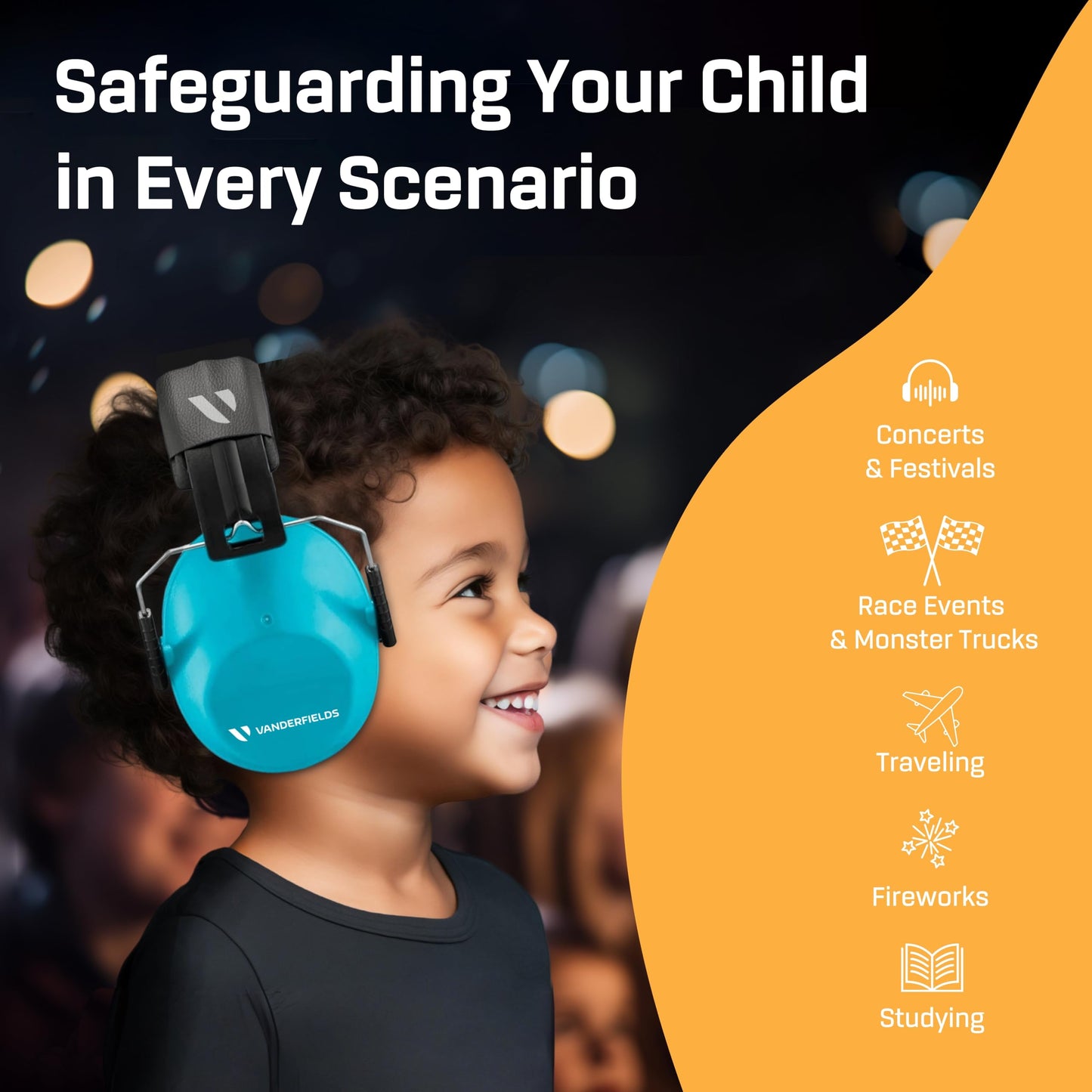 Vanderfields Kids Ear Defenders Children – 26dB SNR Noise Cancelling Headphones for Kids Age 3-16 – Adjustable Ear Muffs Boys Girls Toddlers – Ear Defenders Autism – UKCA Certified