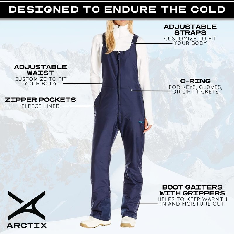 Arctix Women's Essential Insulated Bib Overalls, Blue Night, X-Small Short