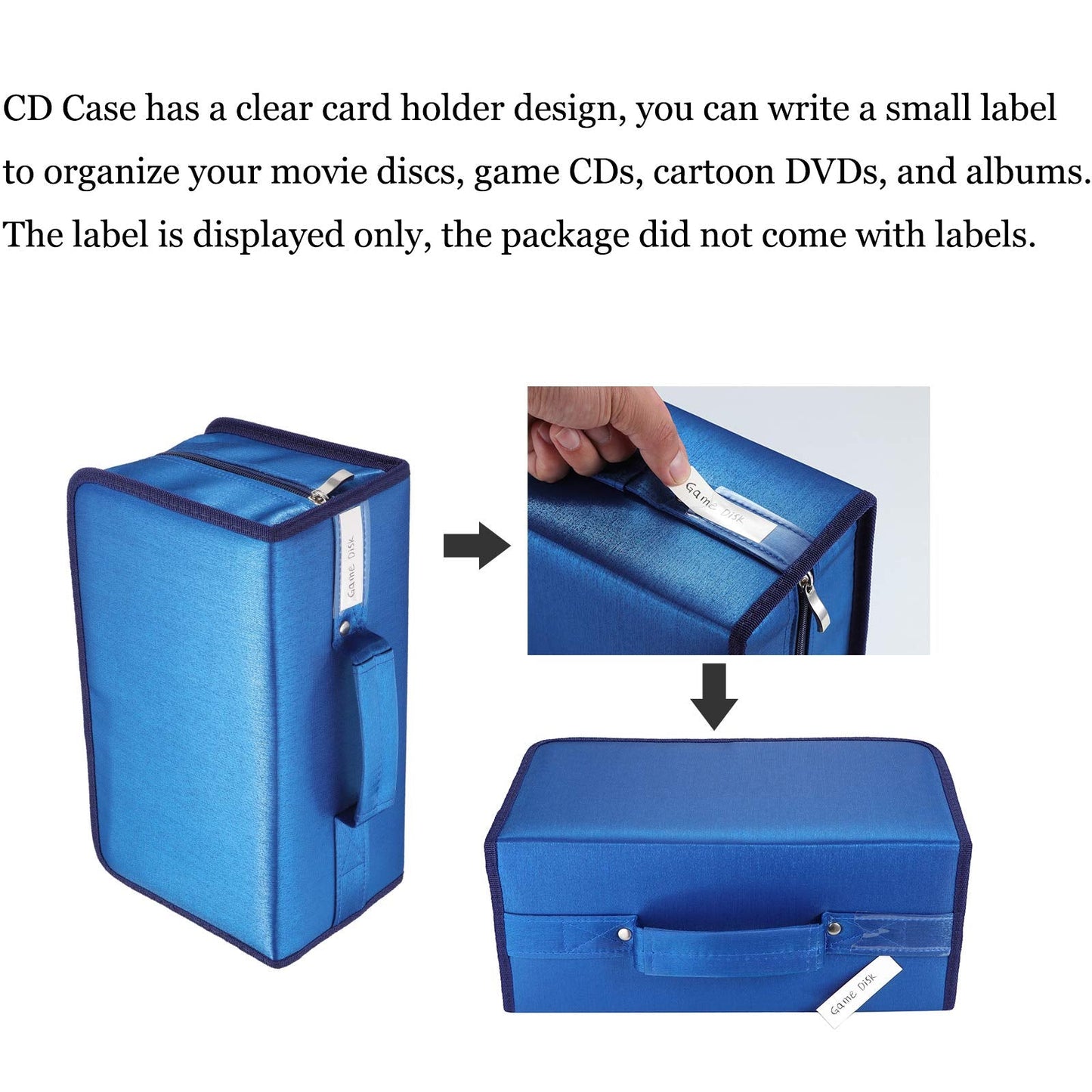 alavisxf xx CD Case, 160 Capacity Nylon CD DVD Storage Wallet Protective Disc Organizer Carrying Case with Card holder (160 Capacity, Blue)