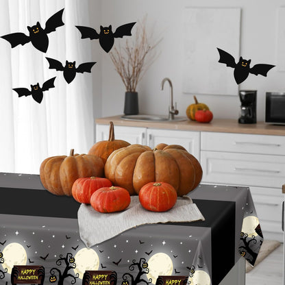 Halloween Tablecloth,2 Pack Disposable Plastic Tablecloth 54"x108" Halloween Decorations,Gray Table Cloth for Birthday Decors,Moon Plastic Table Cover,Party Supplies for Indoor or Outside,Home,Dinner