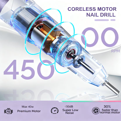 Lumcrissy 45000RPM Professional Cordless Nail Drill - Rechargeable Electric Efile for Acrylic Gel Nails, Coreless Motor with LCD Display, 10H Runtime, 6 Bits for Home Salon Manicure Pedicure