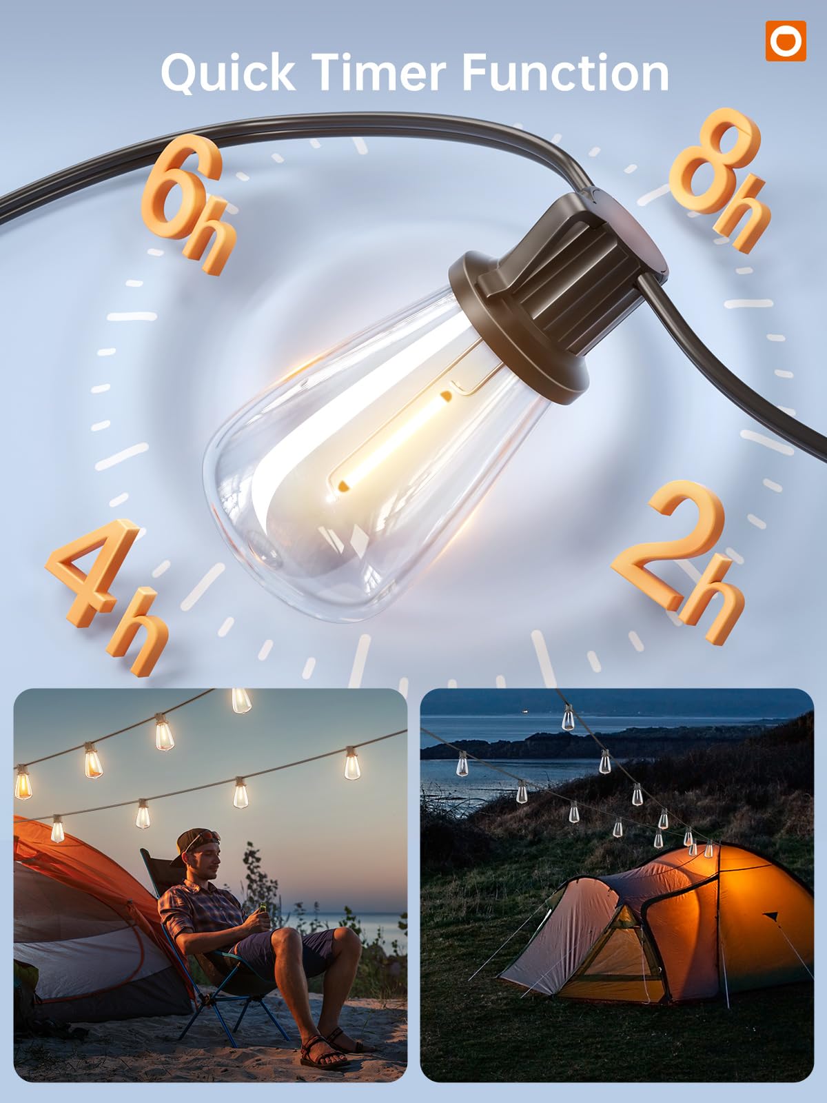 addlon 35FT Solar String Lights Outdoor, Waterproof Solar Powered with Remote & USB Port, 10+1 LED Shatterproof Bulbs, Dimmable Solar Light Outdoor for Camping Backyard Bistro Porch