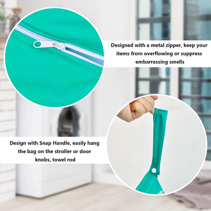 2 Pcs Large Travel Laundry Bags - Waterproof Wet/Dry, Washable, Drawstring, Bathing Suit, Workout, Gym Clothes, Swimming, Yoga - Green, Grey