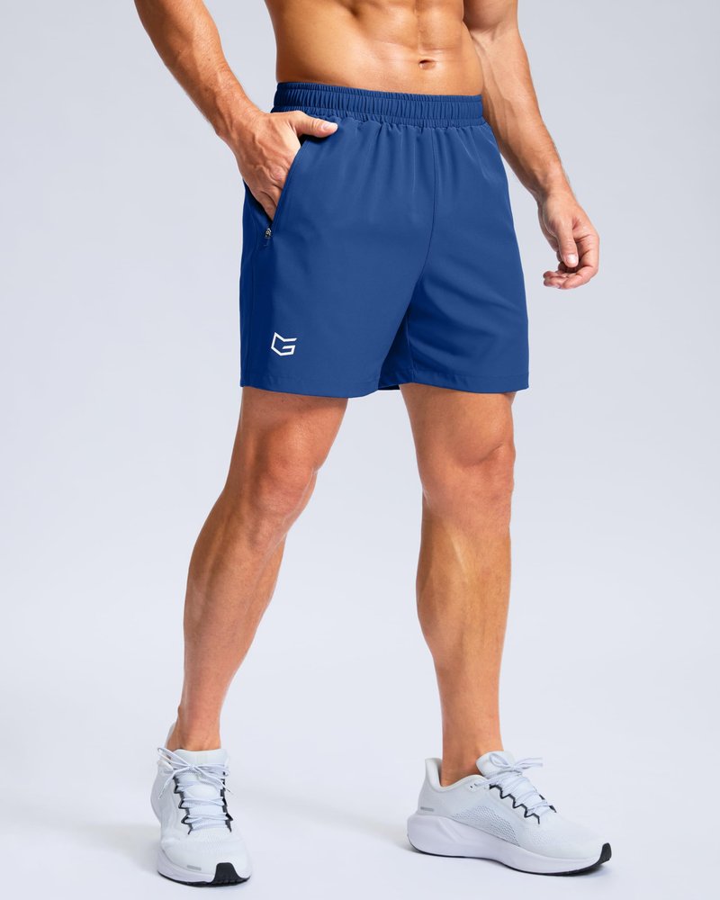 G Gradual Men's Athletic Running Shorts with Zipper Pockets Quick Dry 7"/ 5"/ 9" Workout Gym Shorts for Basketball Hiking(Royal Blue,5M)