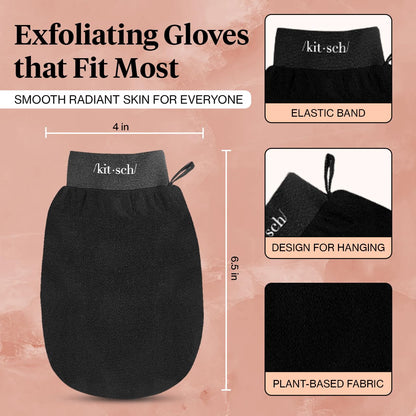Kitsch Exfoliating Glove – Korean Exfoliating Mitt & Deep Exfoliating Body Scrubber for Shower, Bath | Body Exfoliator, Dead Skin Remover | Skin Care for Smooth, Renewed Skin - 1pc, Leopard