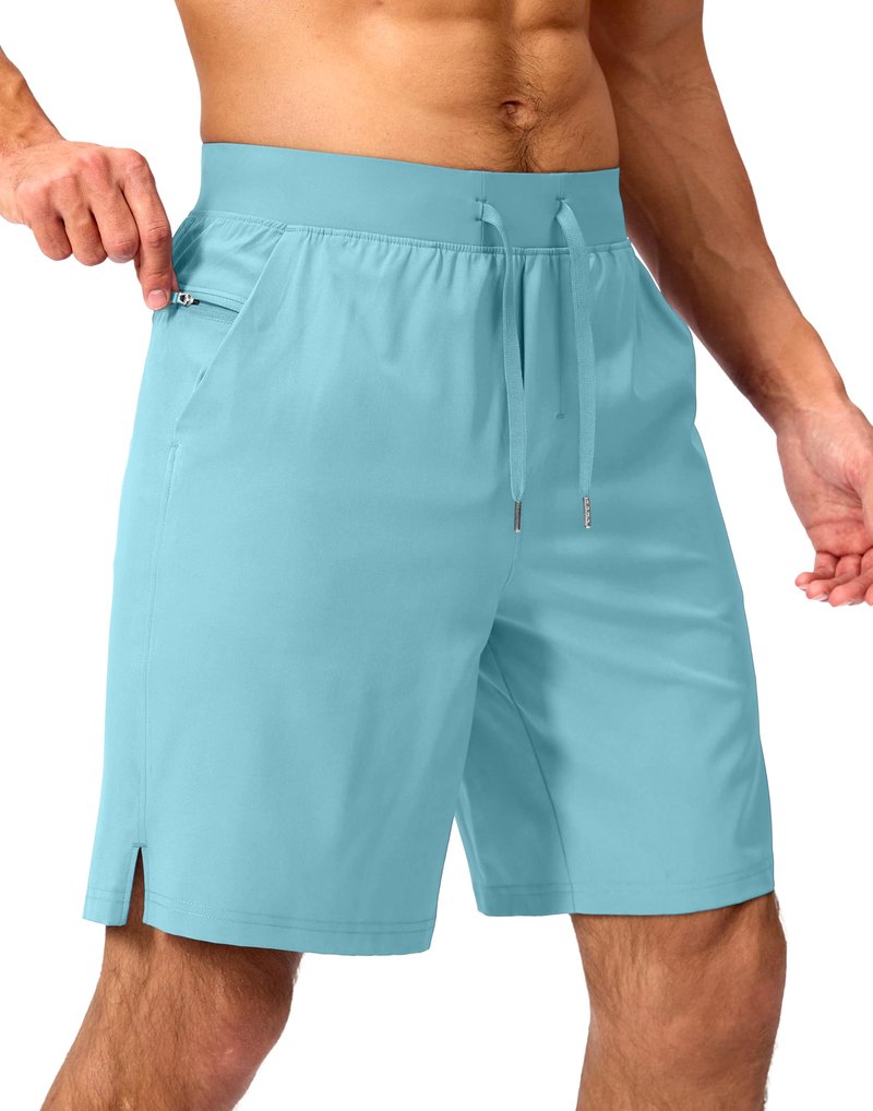 Soothfeel Men's Running Shorts with Zipper Pockets 9 Inch Lightweight Quick Dry Gym Sports Athletic Workout Basketball Shorts for Men (Hot Pink, S)