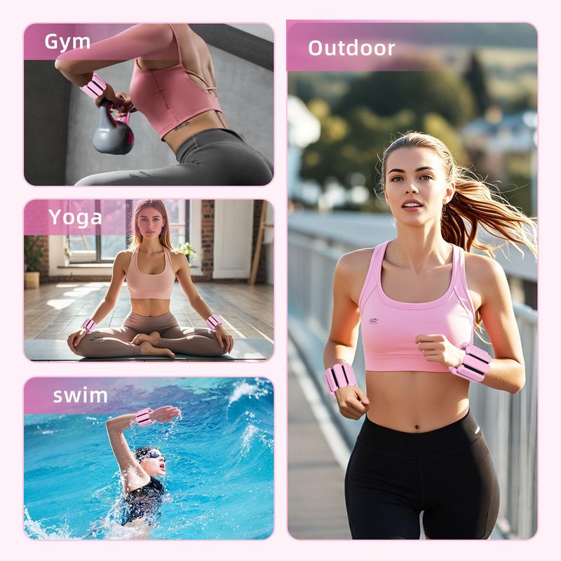 Ankle Weights for Women and Men, Set of 2 (1Lb Each) Adjustable Wrist Weighted Training Bracelet for Home Gym Workout,Strength Training Walkin Running, Foot weights for exercise(Black)
