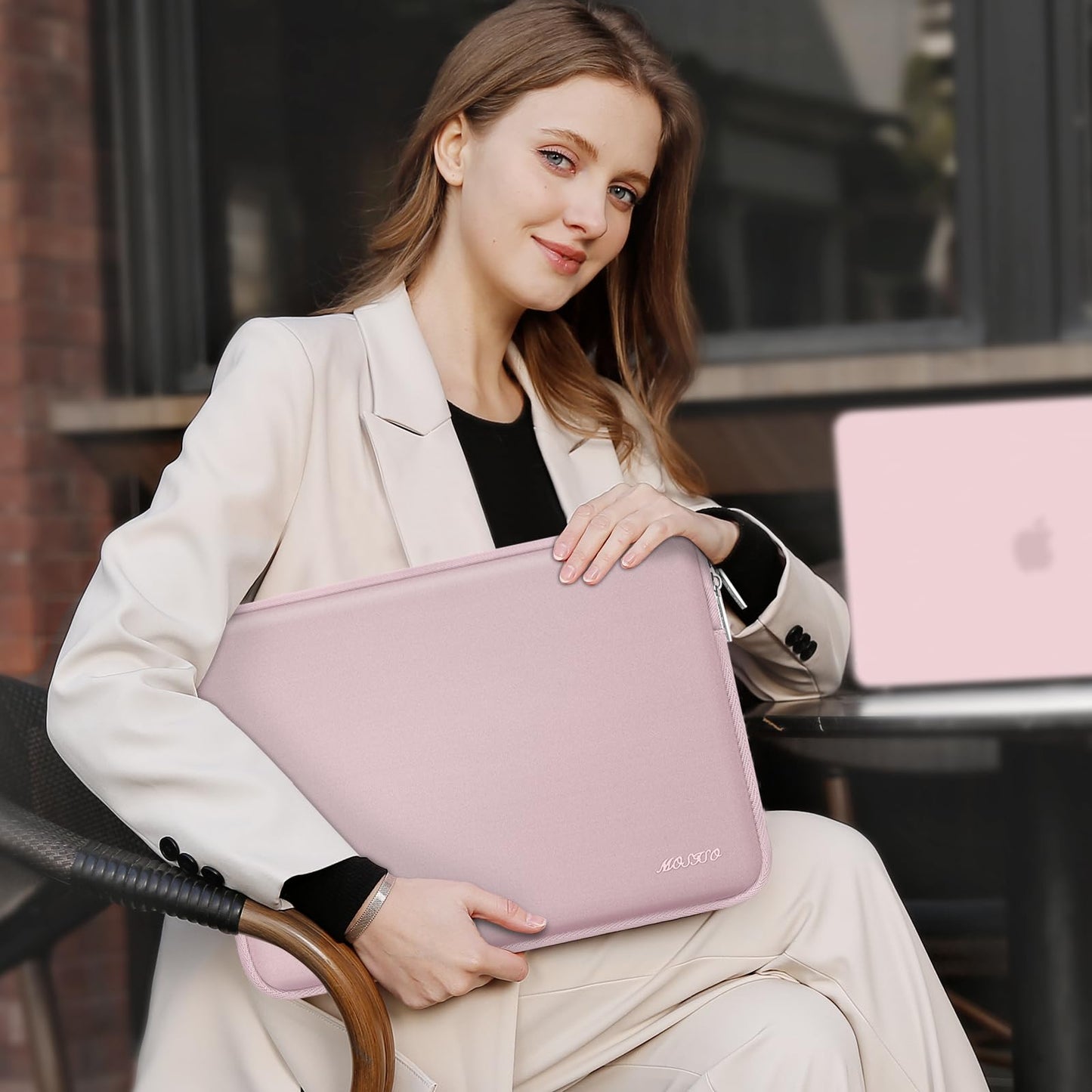 MOSISO Laptop Case 13 inch, 13 inch Laptop Sleeve Bag Compatible with MacBook Air M4 M3 M2 M1 2025-2018 / Pro 13 M2 M1 2025-2016, Neoprene Computer Sleeve Bag with Small Case, Baby Pink