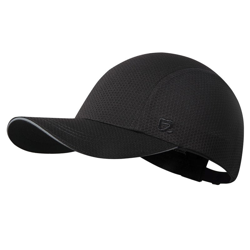 GADIEMKENSD Women's Race Day Running Hat Performance 100% Polyester Baseball Cap - Excellent Ventilation, Lightweight, Reflective Safety Ponytail Hats for Exercise Golf Hiking Beach Workout Gym Black