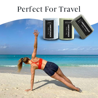 HIMESPORNER Wide Fabric Resistance Bands for Working Out, 3 Level Non-Slip Exercise Booty Bands for Women & Men Leg and Glutes with Hair Ties and Tape Measure - for Home Gym Workout, Yoga, Pilates