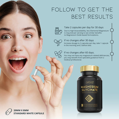 Advanced Magnesium Glycinate Capsules | Made in the UK | High Absorption Magnesium Supplements for Sleep, Mood, Muscle Cramps, Nervous System, and More | 1500mg Chelated Mag Biglycinate | 120 Capsules