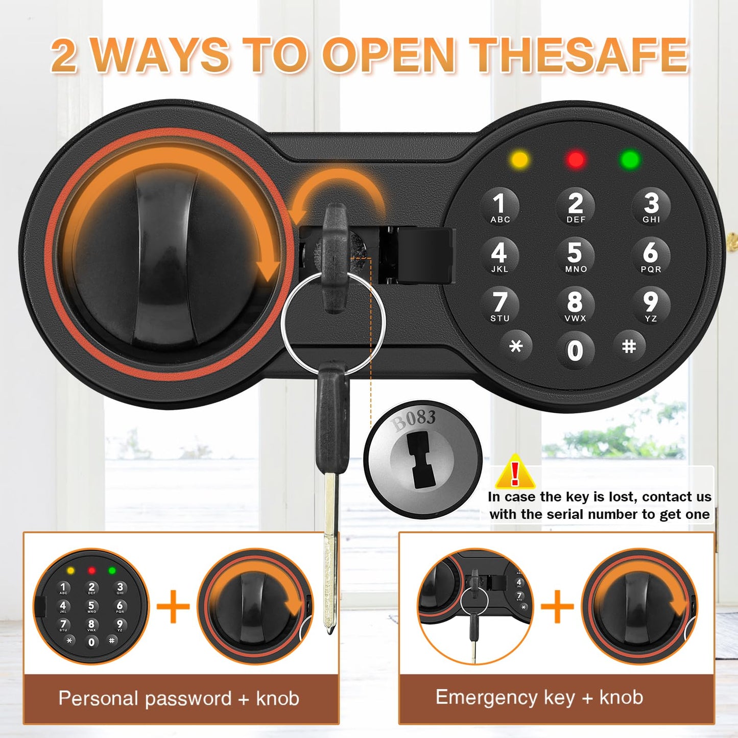 3.3 Cub Large Home Safe Fireproof Waterproof, Anti-theft Fireproof Safe Box with Programmable Keypad, Spare Keys and Removable Shelf, Digital Security Safe for Home Money Firearm Documents Medicines