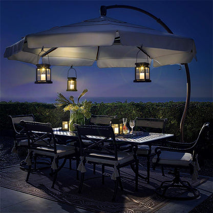 GIGALUMI Solar Hanging Lantern Outdoor, 8 Pack Solar Candle Lights with Stake for Garden,Patio , Lawn, Deck , Umbrella, Tent, Tree,Yard,Driveway(Warm White).