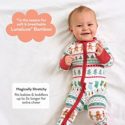 Little Sleepies Christmas Pajamas for Baby Boys & Girls, Viscose from Bamboo Newborn Pajamas, Family Matching Christmas PJs, Fair Isle, 0-3 months