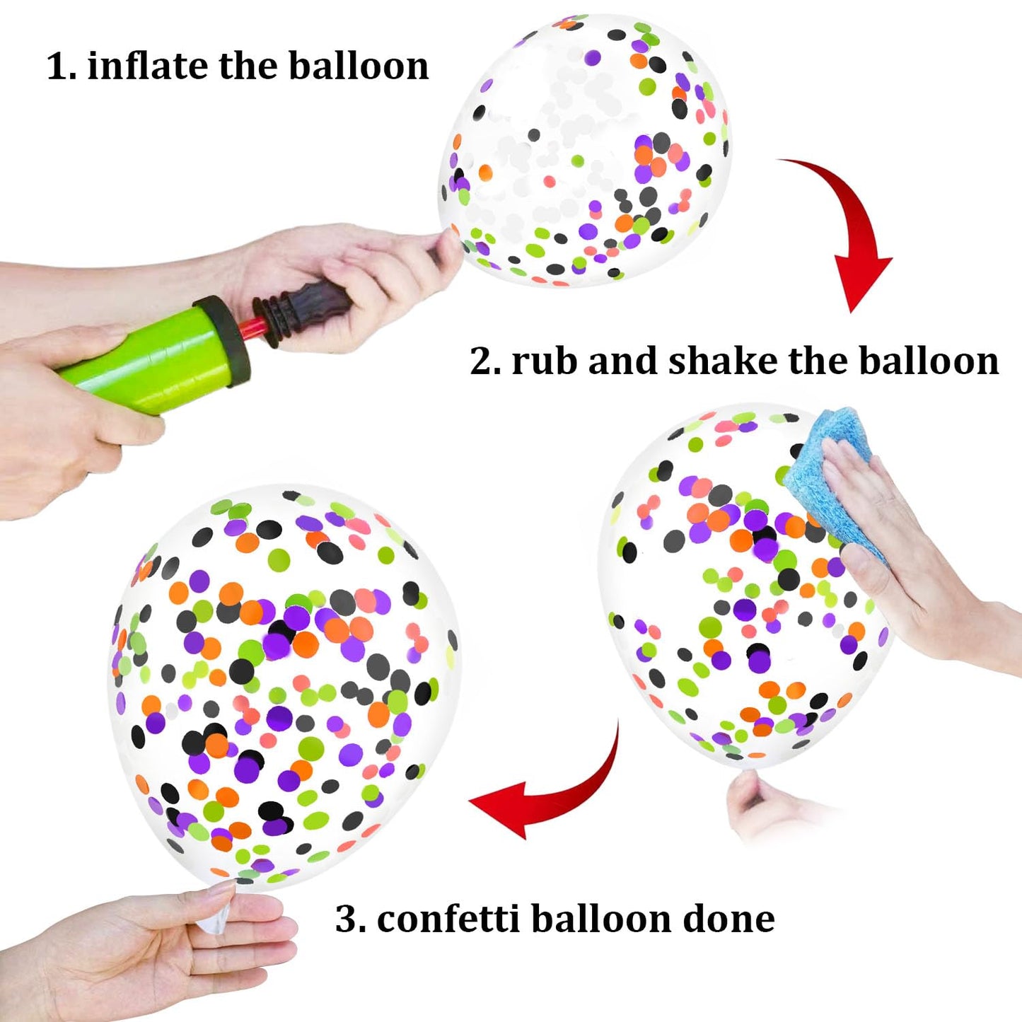PheiLa 50 Pcs 12 Inch Balloons - Halloween Decorations in Orange, Black, Purple, Green Confetti for Trick or Treat, Spooky Ghost, Bar, Birthday, Graduation Parties