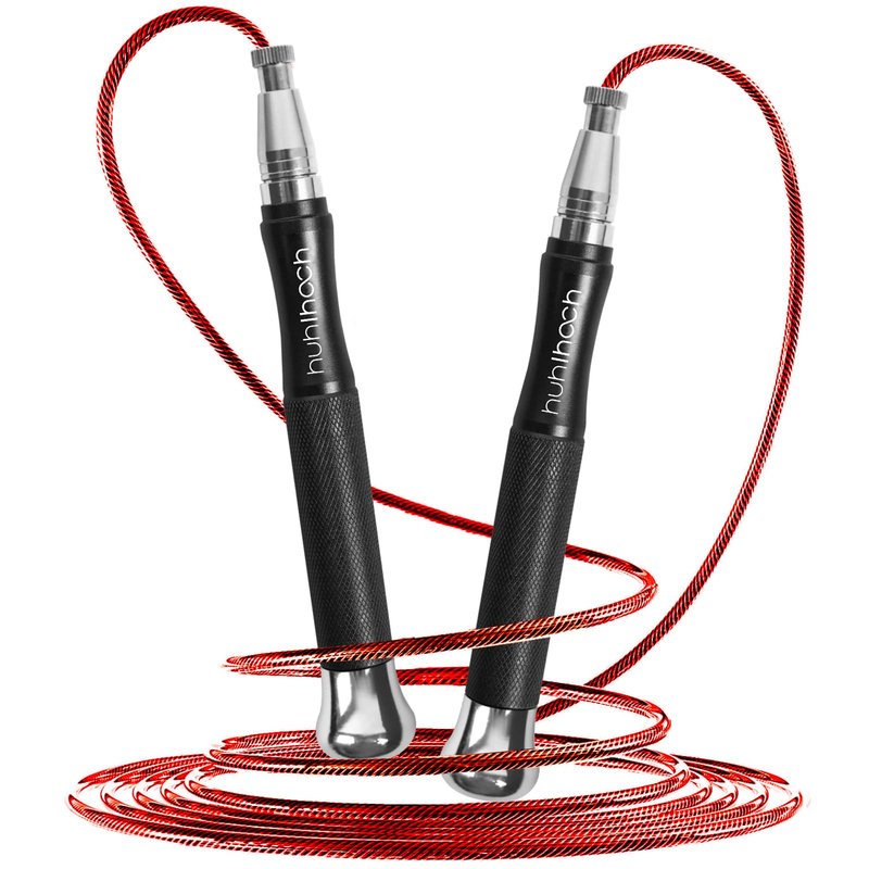 Huhloch Speed Jump Rope for Men Women Adults, Workout Fitness Boxing Jumping Ropes with Smooth Rotate Double Bearing Balls, Double Under Skipping Rope with 2 Pcs Tangle-free Cable to Replacement