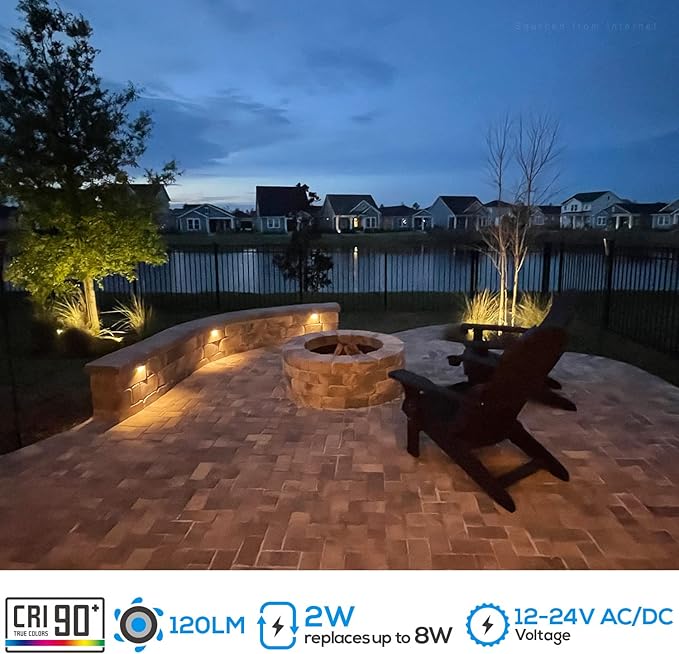 LEONLITE 5CCT 4 Inch LED Retaining Wall Lights Swivel, 2200K/2700K/3000K/4000K/5000K Selectable, LED Hardscape Lighting Low Voltage, 12V AC/DC, 2W, Hardscape Paver Light, ETL Listed, Pack of 4