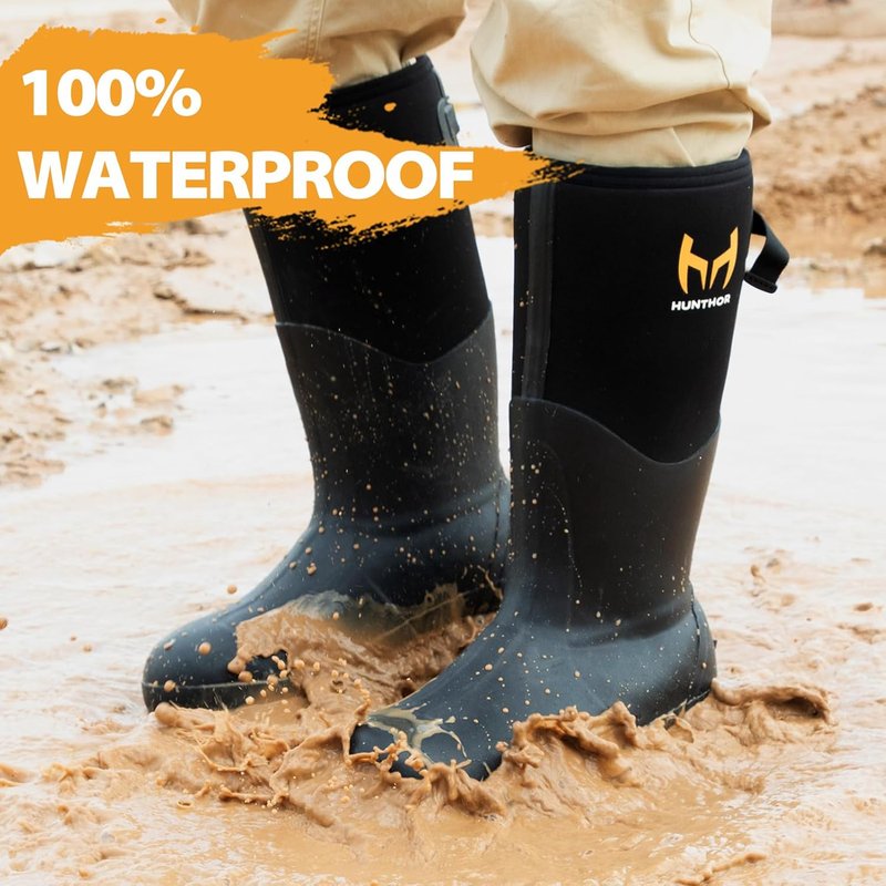 Puncture-Proof Rubber Work Boots - Steel Toe & Shank, Waterproof Insulated 6mm Neoprene | Sizes 6-14