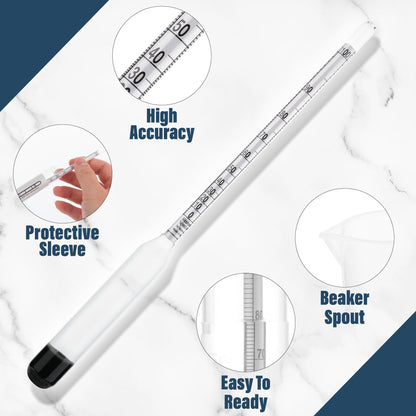 Alcohol Meter Spirit Meter 0-100% Measures Alcohol in Distilled Spirit Hydrometer 23cm Including 100ml Trial Sampling Jar
