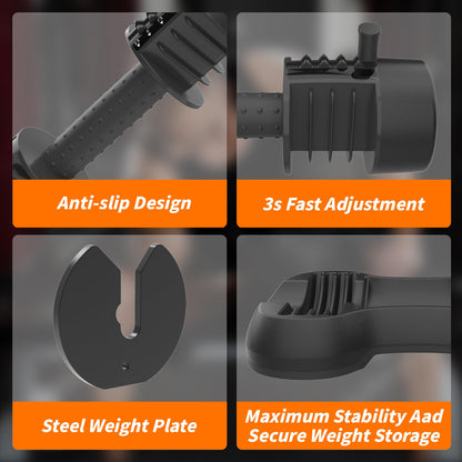 Ativafit 27.5/66/88LBS Pair Adjustable Dumbbell Set with Anti-slip Handle 12 In 1 Quick Dial Adjustment Weights With Safety Locking Button Space Saving Strength Training for Full Body Home Gym Workout