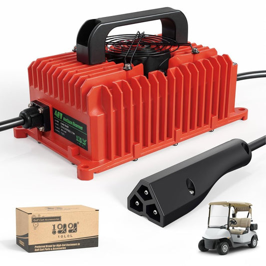 10L0L Smart Golf Cart Battery Charger for EZGO TXT & RXV 1994-up, 15 AMP 48 Volt Golf Cart Charger with 3-pin Triangular Plug Fits Lead-Acid and Lithium Battery