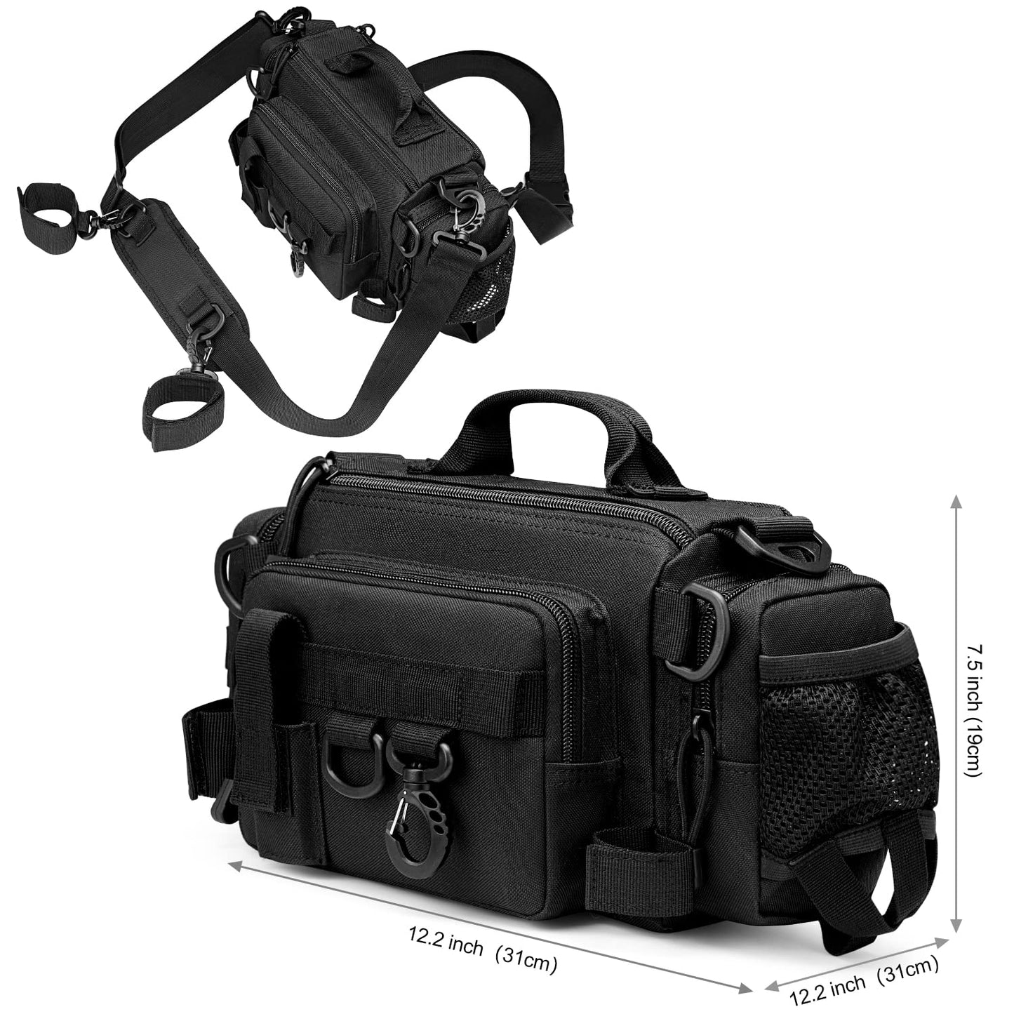 G4Free Sling Fishing Tackle Bag, Outdoor Fishing Storage Pack, Water-Resistant Fishing Bag Cross Body Sling Bag
