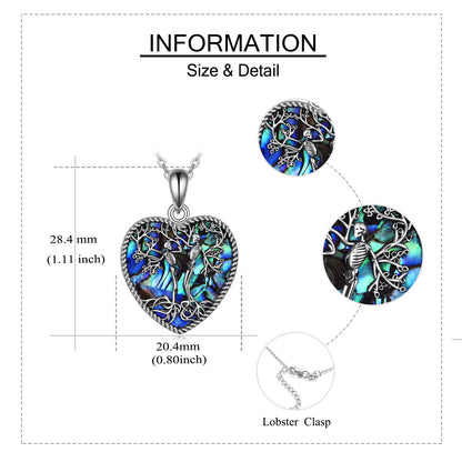 ONEFINITY Skull Necklace 925 Sterling Silver Abalone Shell Skeleton Tree of Life necklace Halloween Jewelry Gifts for Women Wife