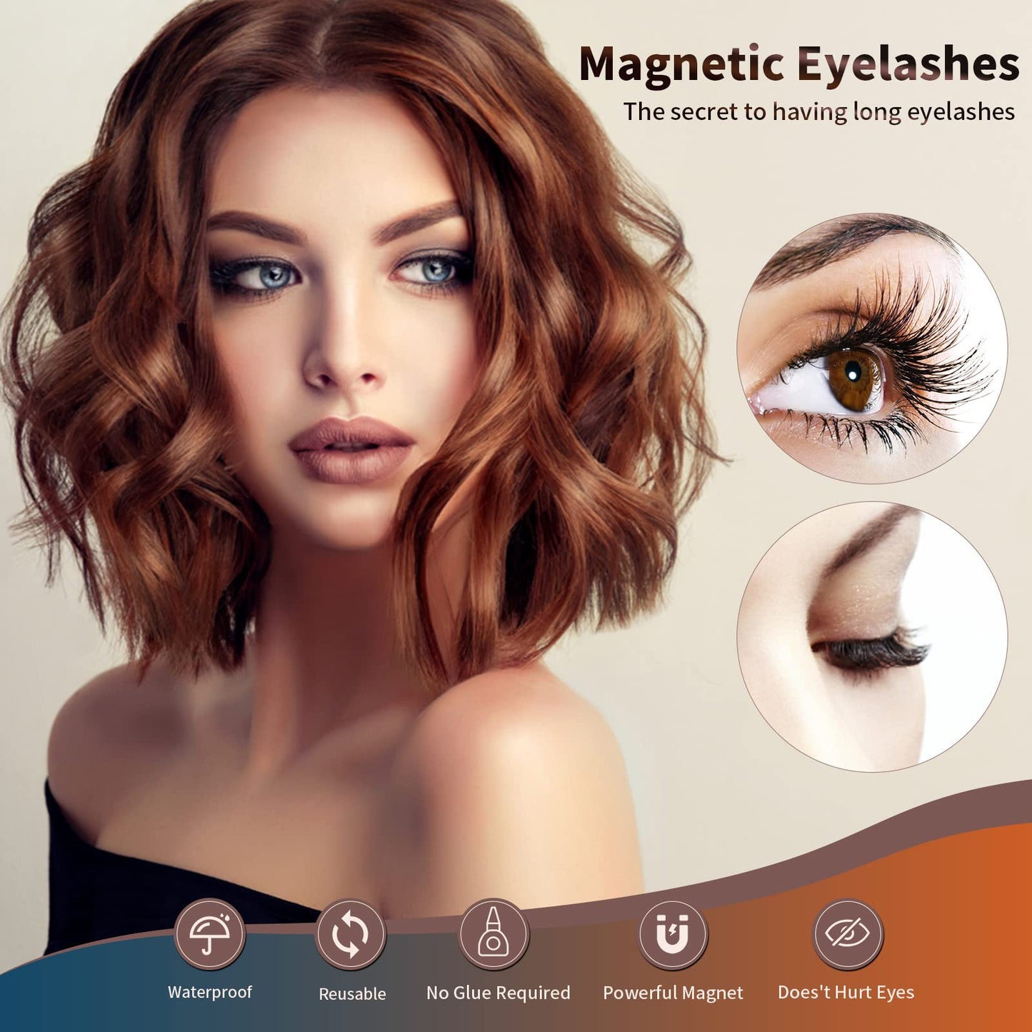 Magnetic Eyelashes Kit, 3D Reusable Magnetic False Eyelashes with 2 Tubes of Magnetic Eyeliner & Tweezers - Easy to Use, Black, Natural Look