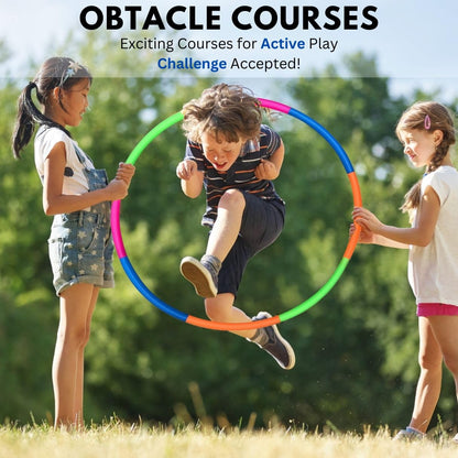 6 Pack: Toy Hoop Bundle Pack - Snap Together Detachable Adjustable Weight Size Plastic Hoops - Kids Hoola Rings for Sports, Exercise, Playing, 32-Inch