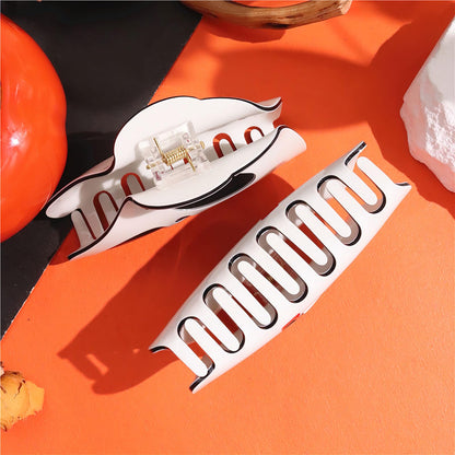 AUOCATTAIL Halloween Hair Claw Clip 2pcs Big Mask Ghost Face Hairpin Funny Ponytail Clip Scream Grimaces Scary Styling Shark Hair Accessories Halloween Styling