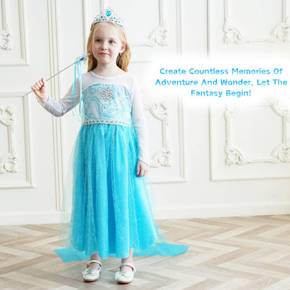 Girls Princess Dress Up Birthday Party Luxury Cosplay Costume Outfit with Accessories