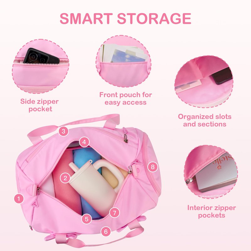 STELLE Dance Bag for Girls Pink Gymnastics Duffle Bag with Shoe Compartment Kids Cheer Bags Ballet Gifts Sports Gym Travel(Taffy Pinkt,F)