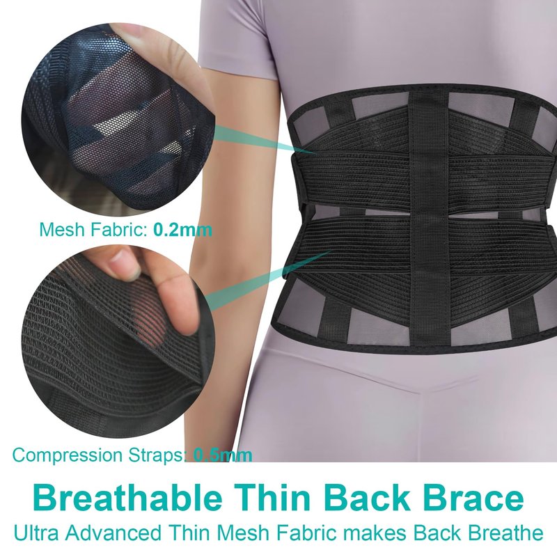 TitanGuard Ultra Thin Lumbar Support Brace for Women & Men – Lightweight Back Pain Relief Belt with Breathable Mesh – Slimline & Invisible Under Clothes – Sciatica & Herniated Disc Support