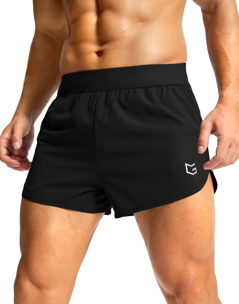 G Gradual Running Shorts for Men 3 Inch Lighweight Quick Dry Workout Gym Athletic Jogging Shorts with Inner Key Pocket, Black, Medium