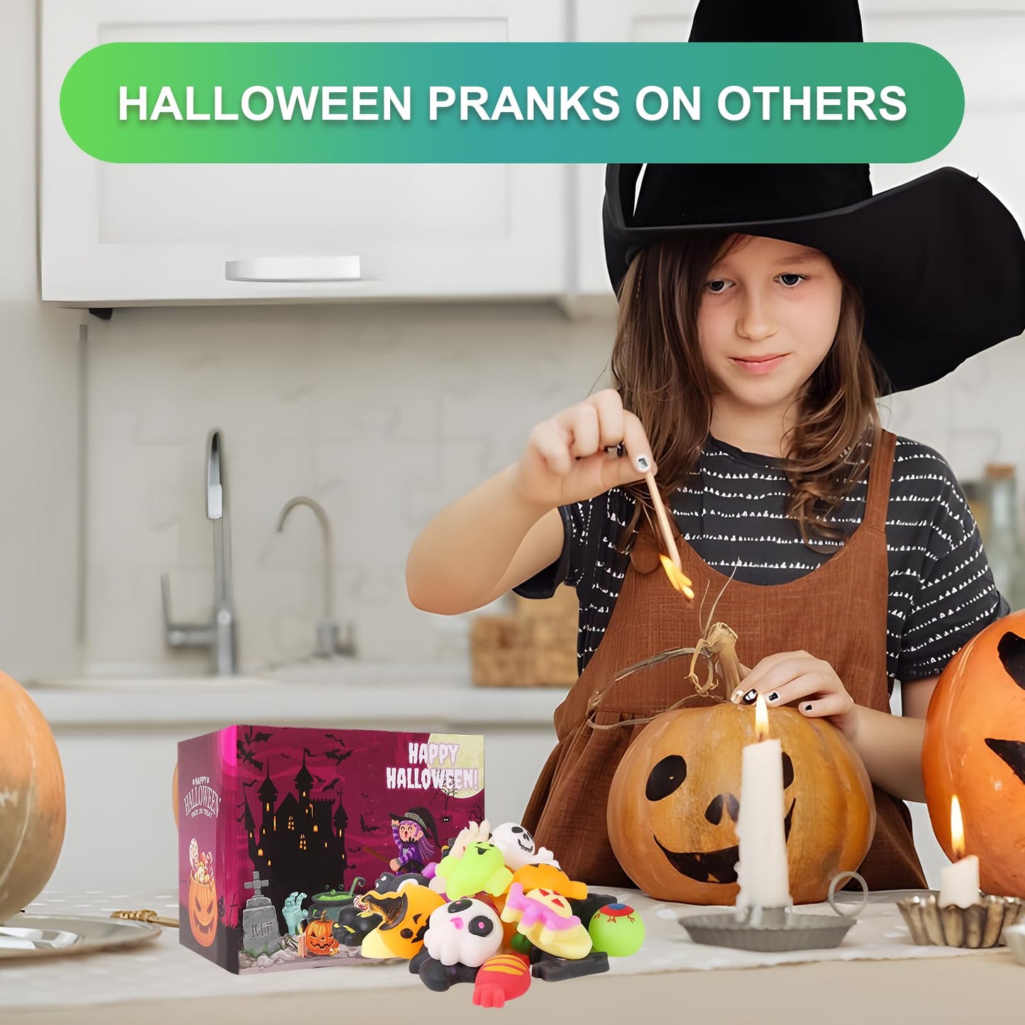 32 pcs Halloween Mochi Squishy Toys,Slow Rising Soft Squishies Toy,Stress Relief Toys,Party Favors Bulk for Kids,Squishy Goodie Bag Gifts,Halloween Treat Bag Classroom Prizes for Kids