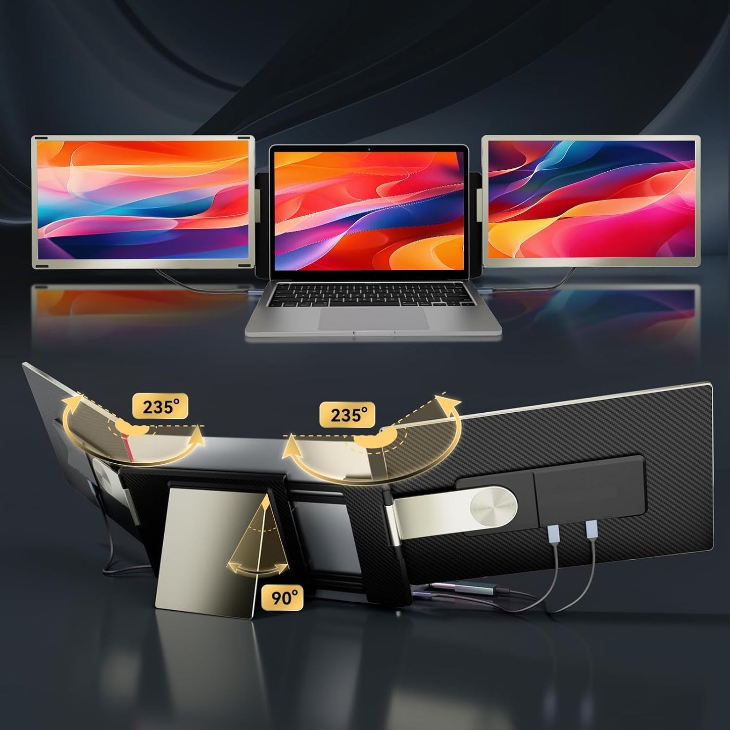 Teamgee S1 Dual Laptop Screen Extender — 14” FHD IPS Portable Monitor for 13–17” Laptops, USB-C/HDMI Plug & Play, Compatible with Windows, macOS & Android, Perfect for Hybrid Work & Travel