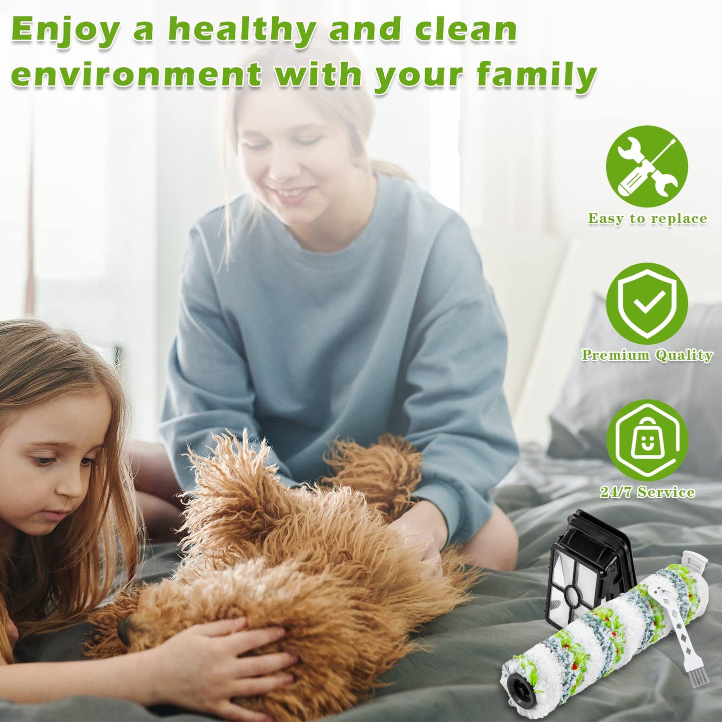 2554 2554A 2590 2593 2596 Replacement Parts for Bissell CrossWave Max and HydroSteam 35151 3515 35152 3513 3518, 3 Pack CrossWave Pet Brush Rolls 2788 and 3 Pack Filters 1866, 1618641 1608684 LUXRILIX